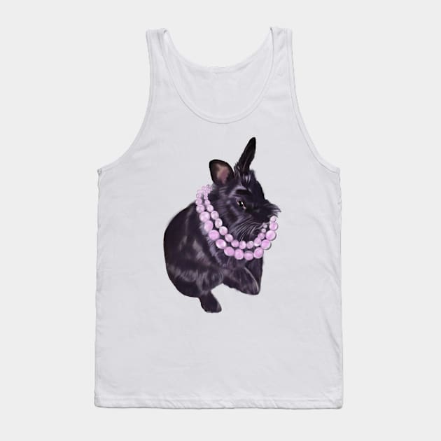 Cute bunny rabbit with pink pearls - ebony colored coloured lionhead bunny rabbit Tank Top by Artonmytee